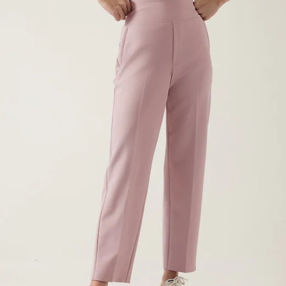 Athleta High-Rise Straight Leg Pants in Dusty Pink